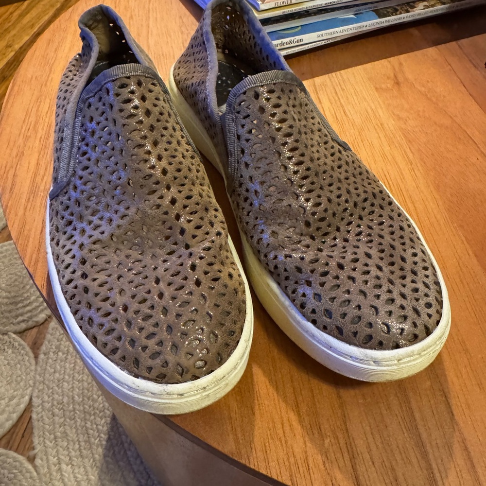 Sofft Metallic Brown Perforated Slip-On Sneakers